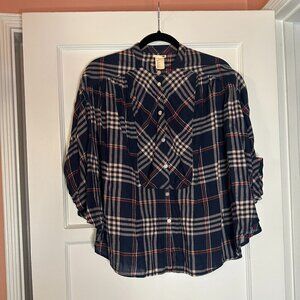 Unique Shaped Plaid Print Levis Women's Top - Size Small